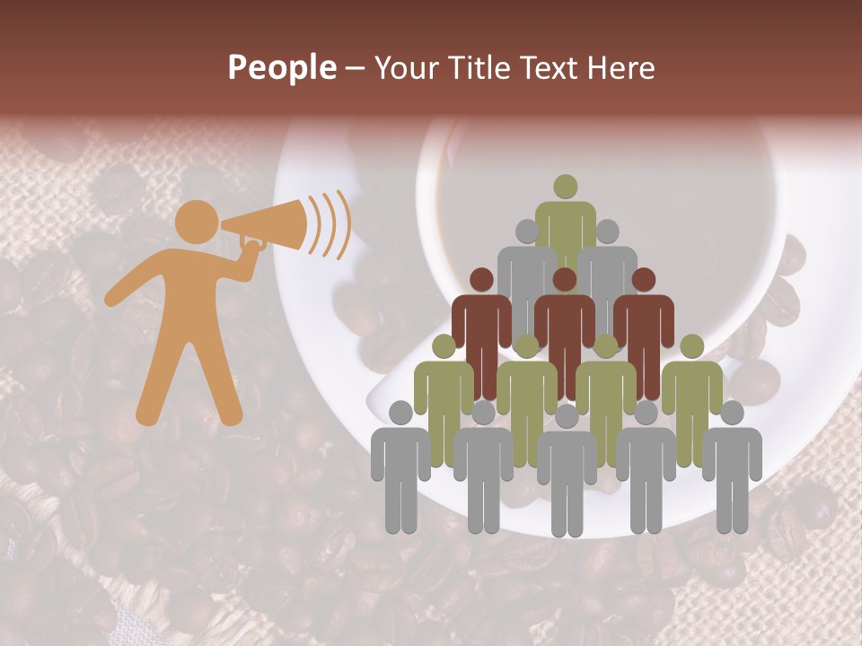 A Cup Of Coffee On A Saucer Surrounded By Coffee Beans PowerPoint Template