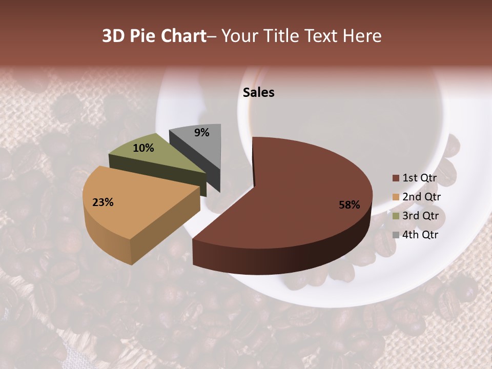 A Cup Of Coffee On A Saucer Surrounded By Coffee Beans PowerPoint Template