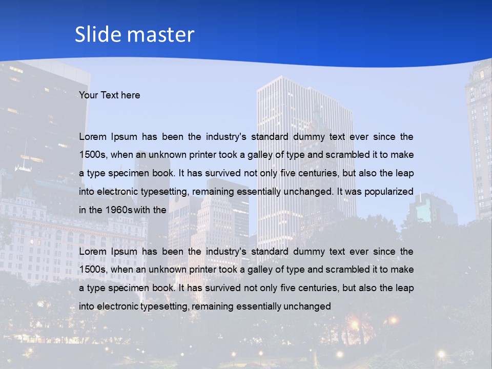 A City Skyline With Skyscrapers In The Background PowerPoint Template