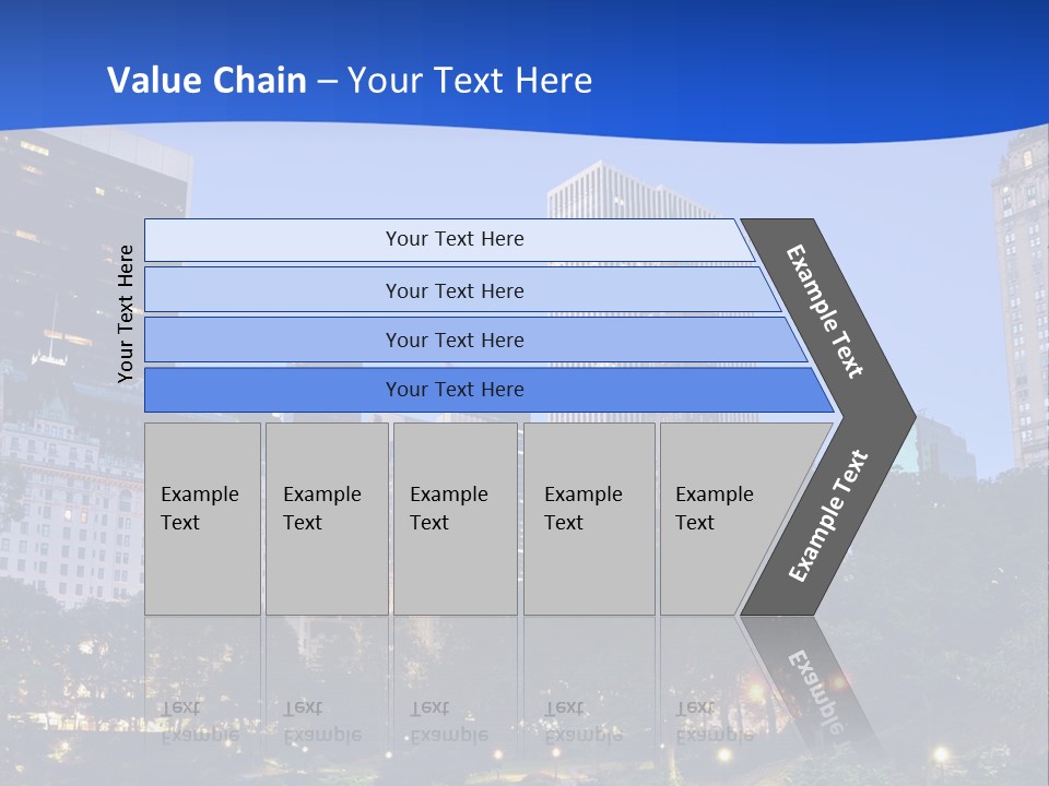 A City Skyline With Skyscrapers In The Background PowerPoint Template