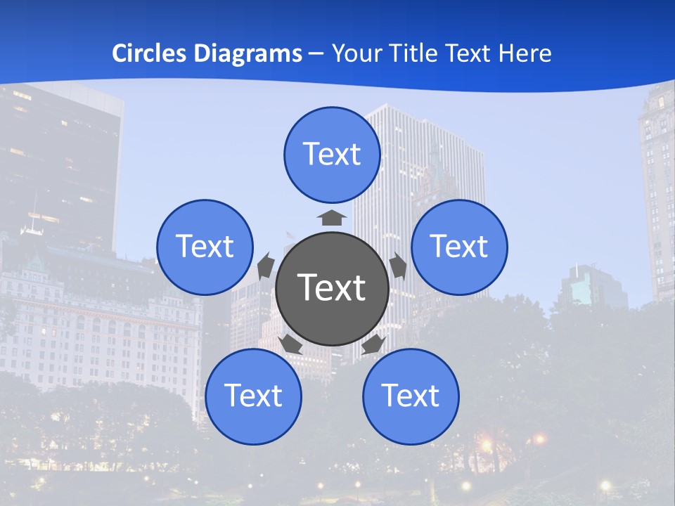 A City Skyline With Skyscrapers In The Background PowerPoint Template