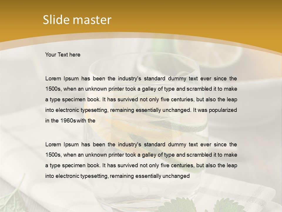 Cold Drink Close Up Lemon Slices PowerPoint Template