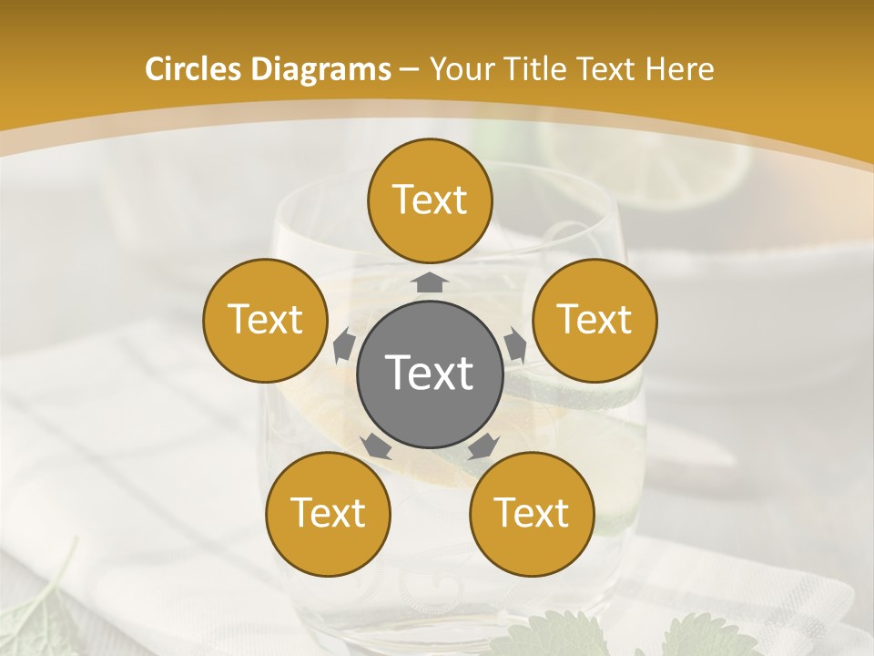 Cold Drink Close Up Lemon Slices PowerPoint Template