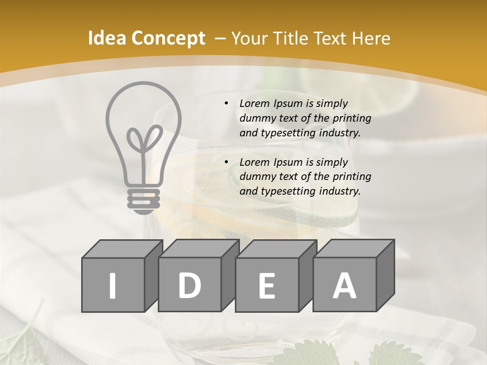 Cold Drink Close Up Lemon Slices PowerPoint Template