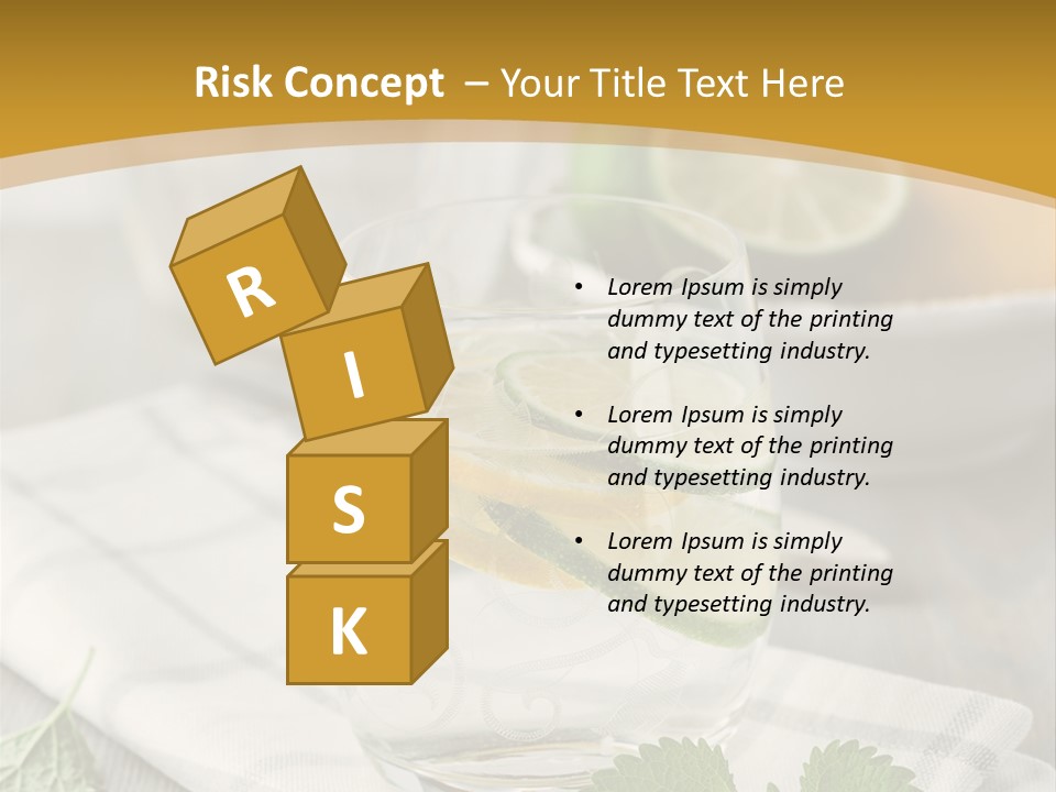 Cold Drink Close Up Lemon Slices PowerPoint Template