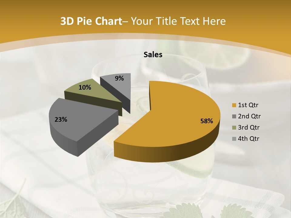 Cold Drink Close Up Lemon Slices PowerPoint Template