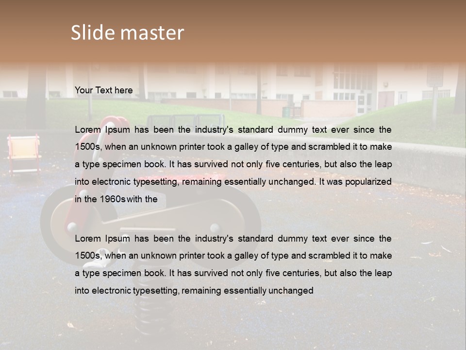 A Child's Play Area With A Red And Black Toy Bike PowerPoint Template