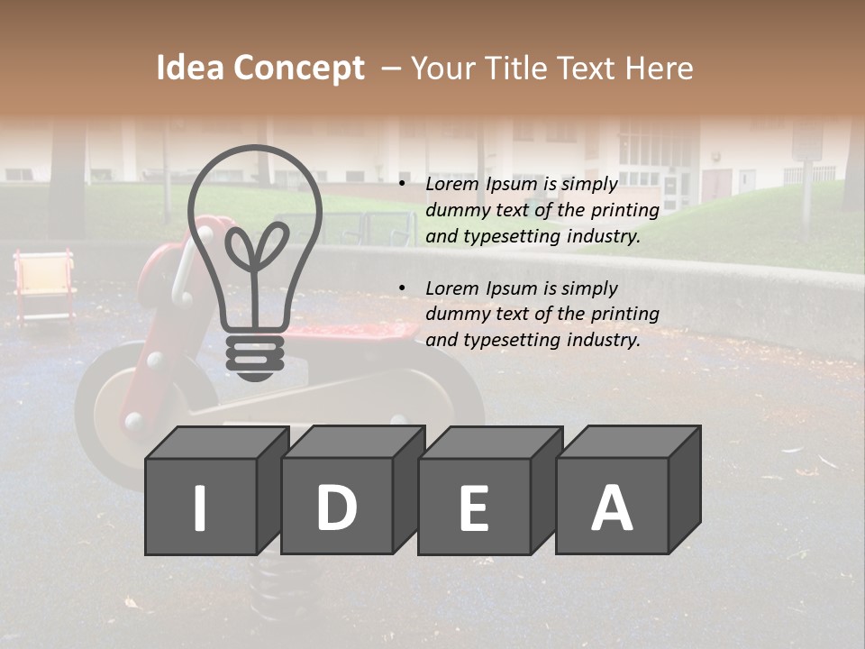 A Child's Play Area With A Red And Black Toy Bike PowerPoint Template