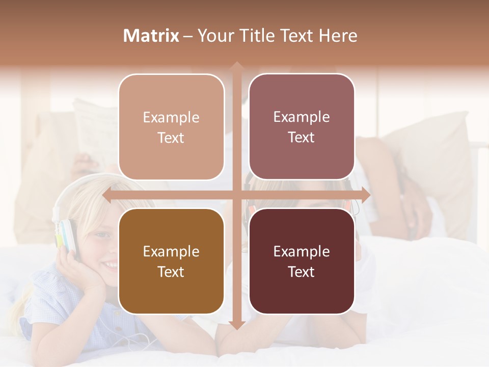 A Couple Of Kids Laying On Top Of A Bed PowerPoint Template