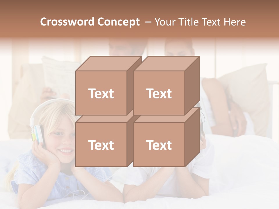 A Couple Of Kids Laying On Top Of A Bed PowerPoint Template