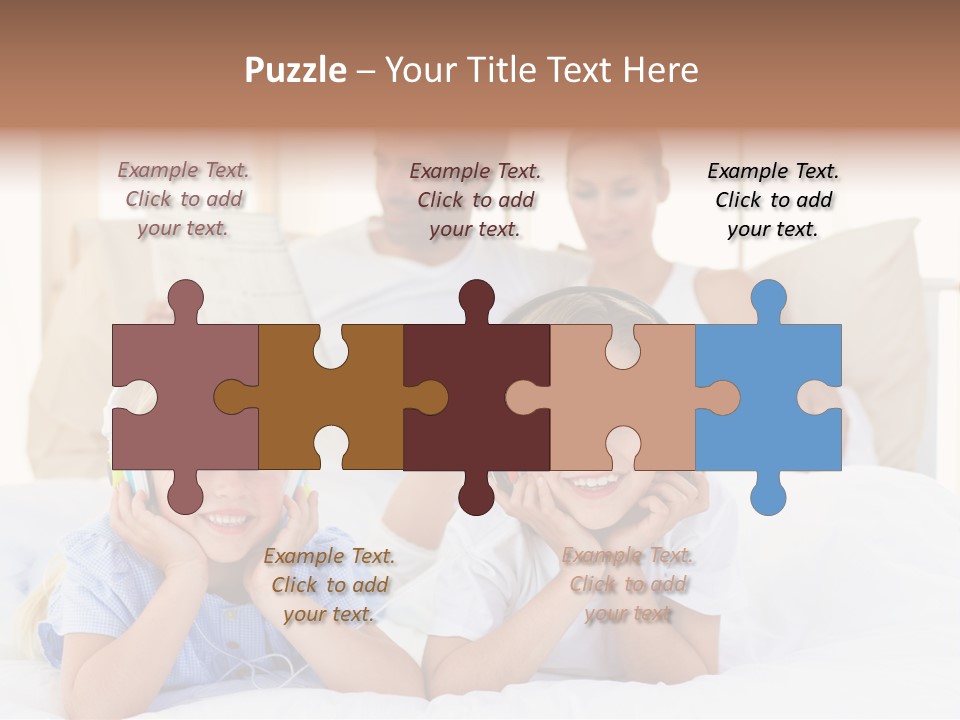 A Couple Of Kids Laying On Top Of A Bed PowerPoint Template