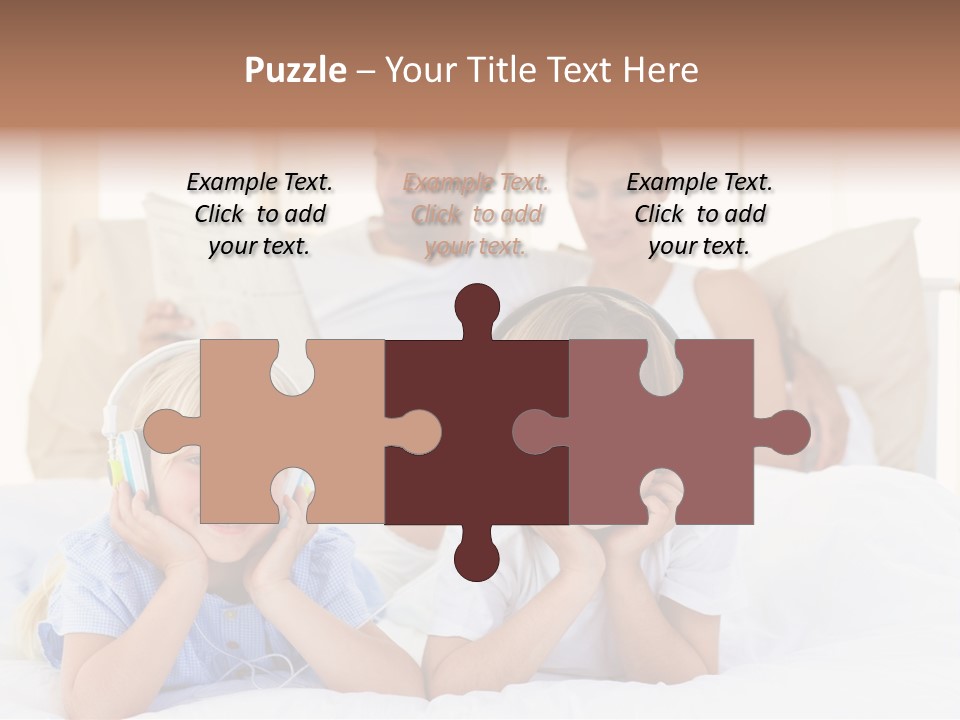 A Couple Of Kids Laying On Top Of A Bed PowerPoint Template