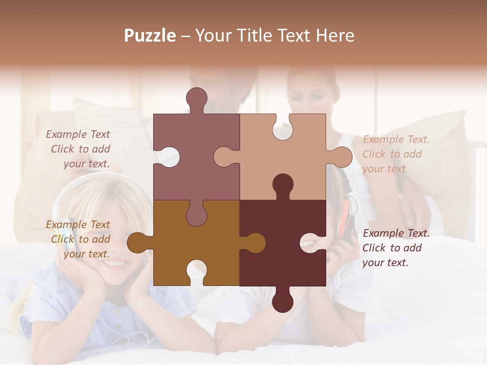 A Couple Of Kids Laying On Top Of A Bed PowerPoint Template