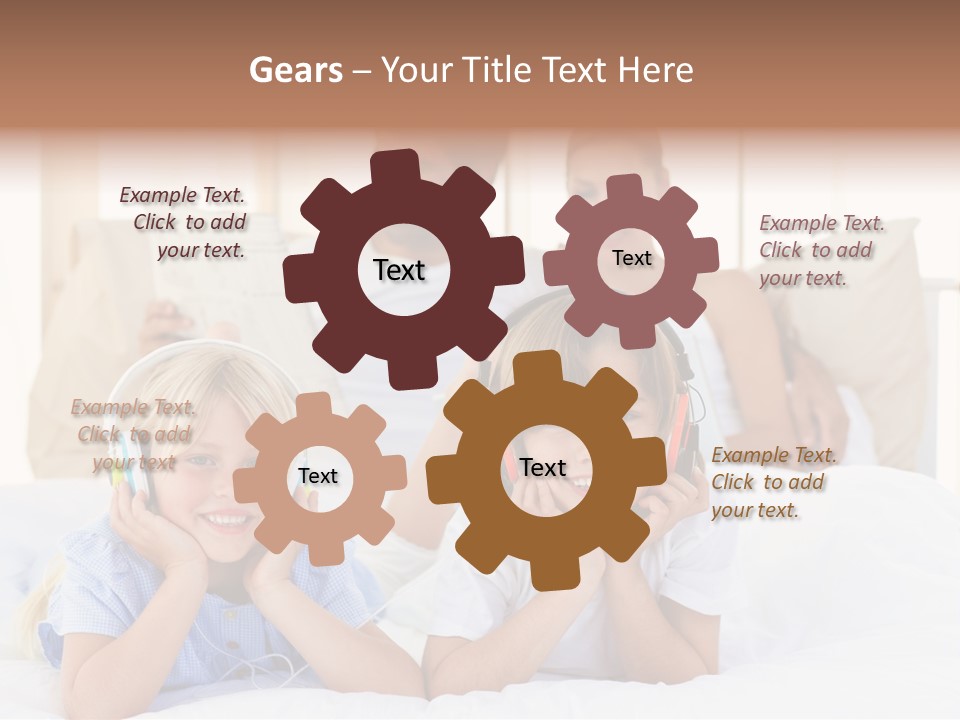 A Couple Of Kids Laying On Top Of A Bed PowerPoint Template