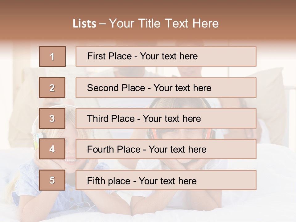 A Couple Of Kids Laying On Top Of A Bed PowerPoint Template