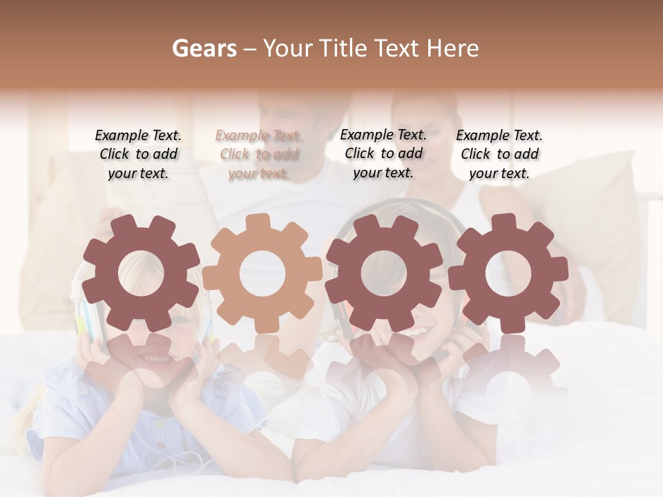 A Couple Of Kids Laying On Top Of A Bed PowerPoint Template