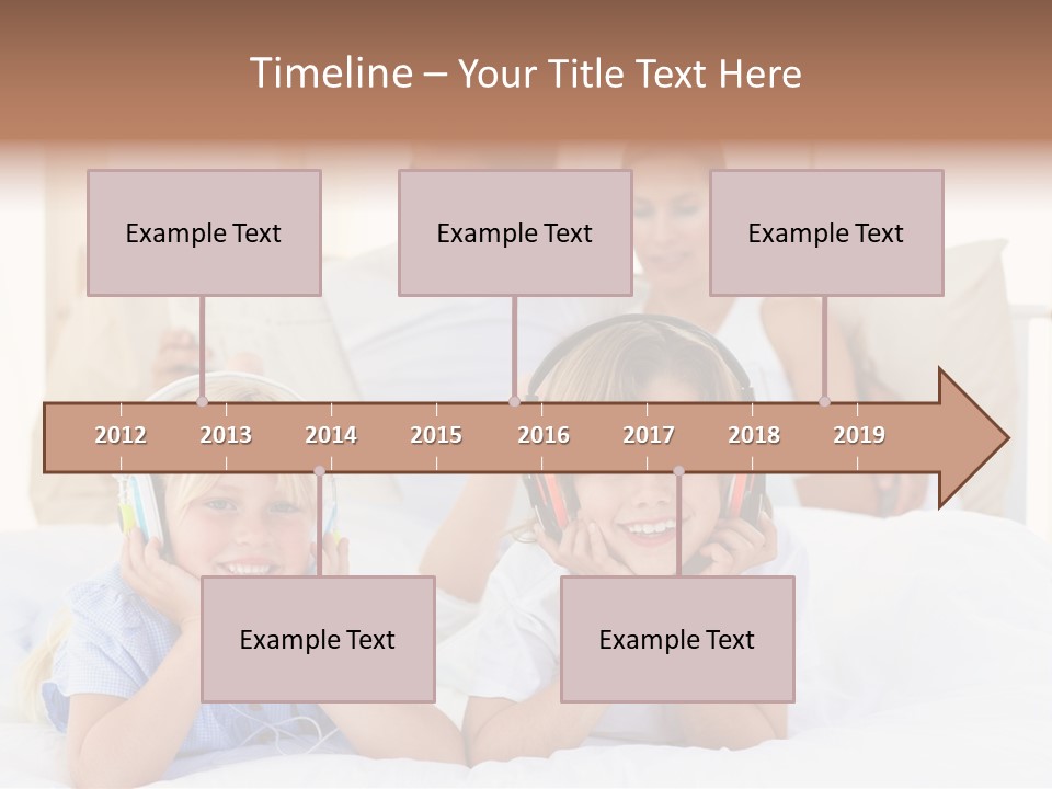 A Couple Of Kids Laying On Top Of A Bed PowerPoint Template