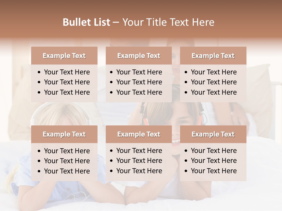 A Couple Of Kids Laying On Top Of A Bed PowerPoint Template