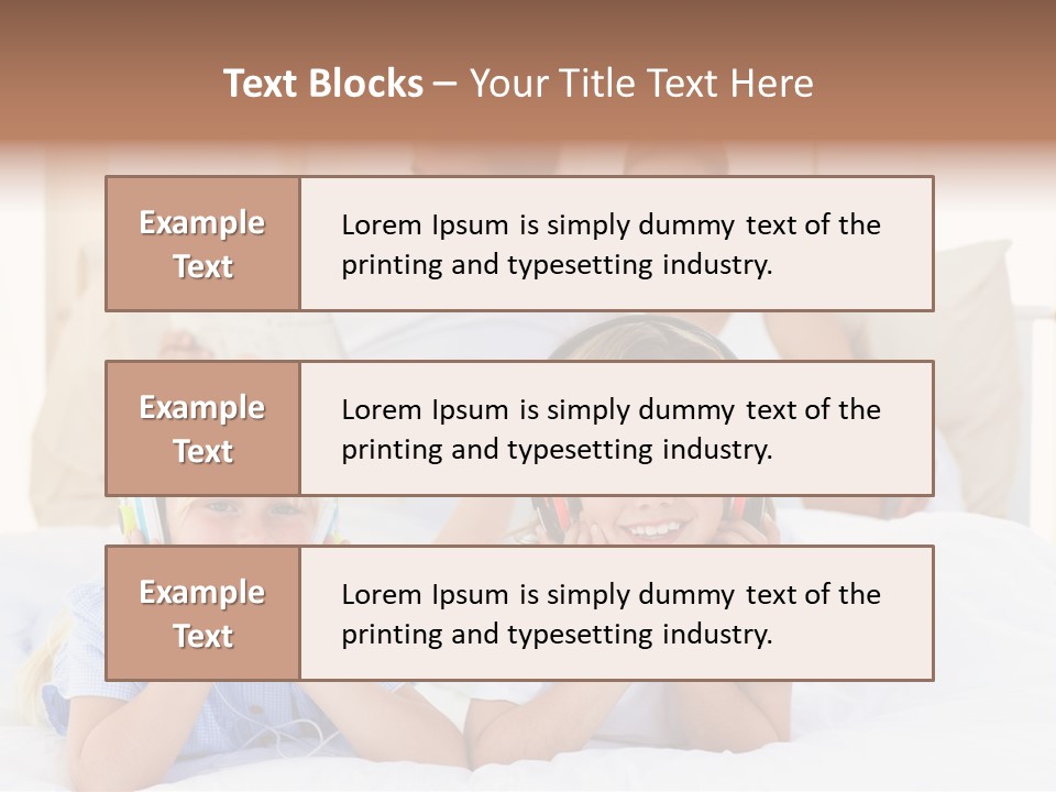 A Couple Of Kids Laying On Top Of A Bed PowerPoint Template