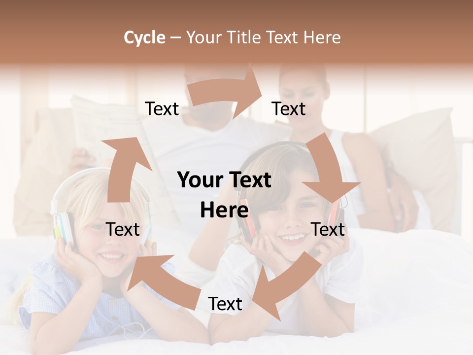 A Couple Of Kids Laying On Top Of A Bed PowerPoint Template