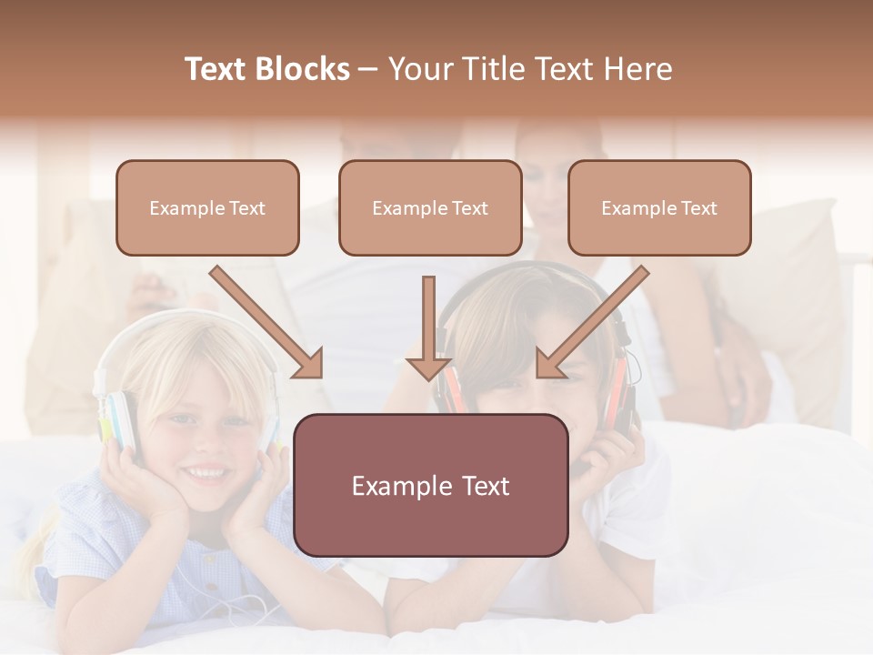 A Couple Of Kids Laying On Top Of A Bed PowerPoint Template