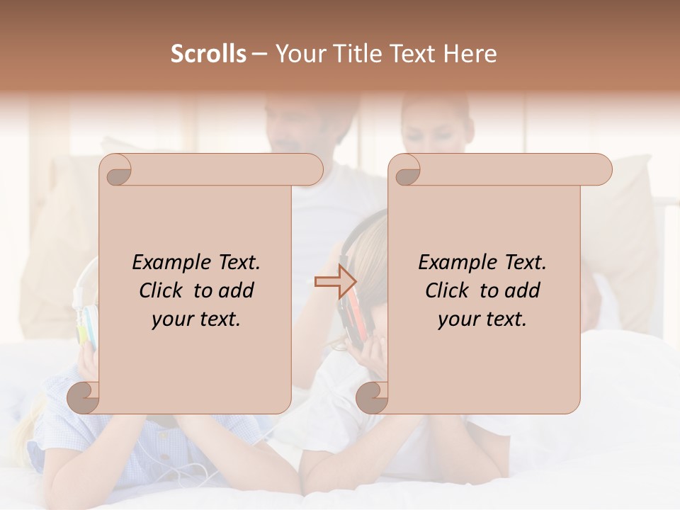 A Couple Of Kids Laying On Top Of A Bed PowerPoint Template