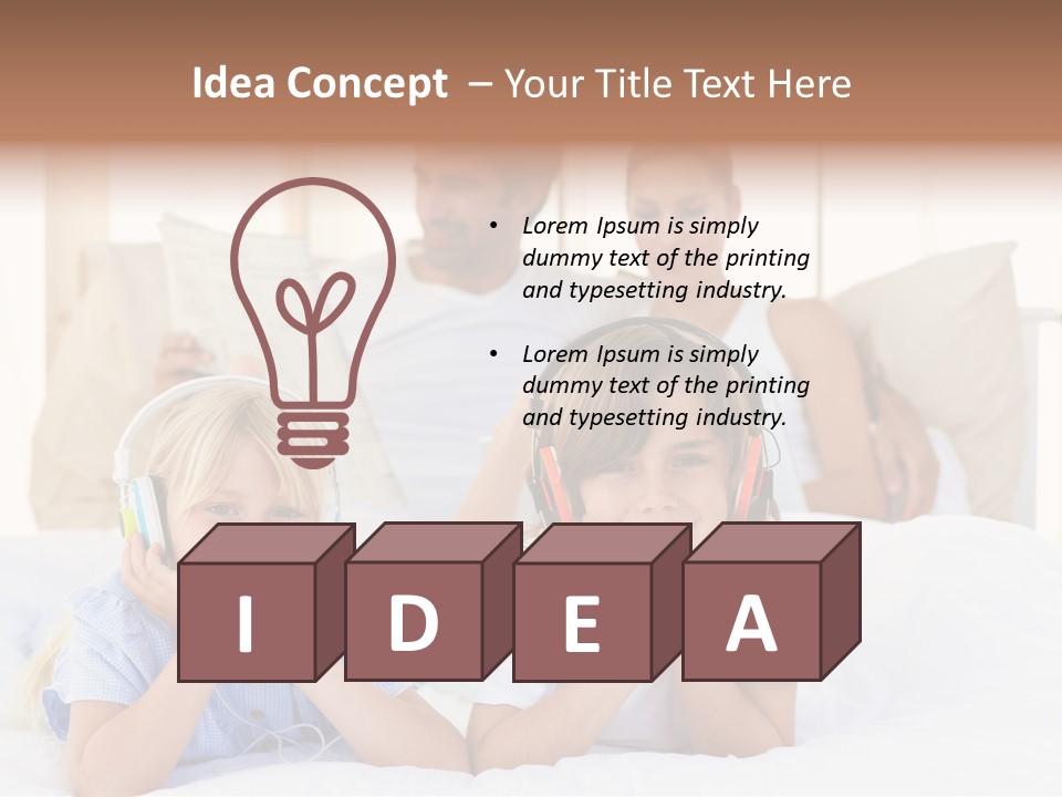 A Couple Of Kids Laying On Top Of A Bed PowerPoint Template