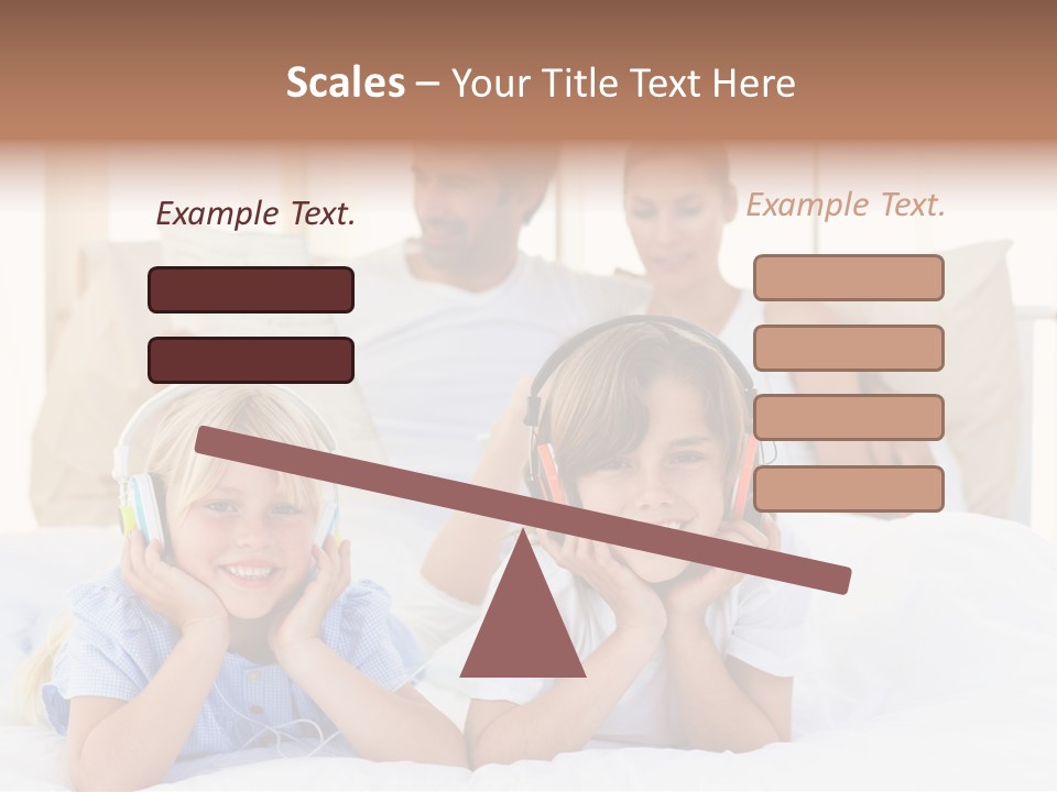 A Couple Of Kids Laying On Top Of A Bed PowerPoint Template