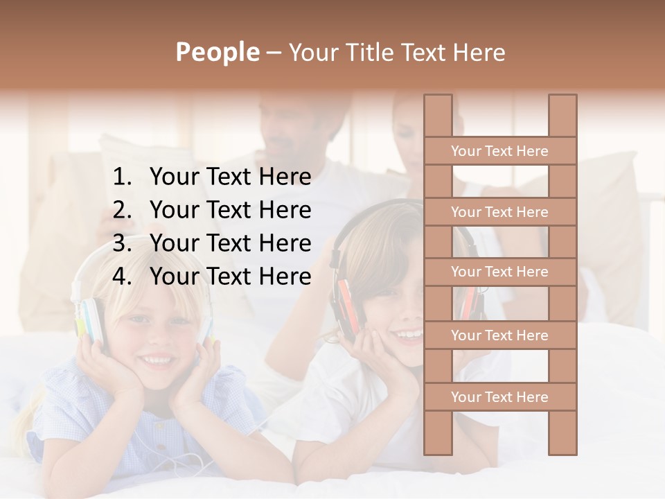 A Couple Of Kids Laying On Top Of A Bed PowerPoint Template