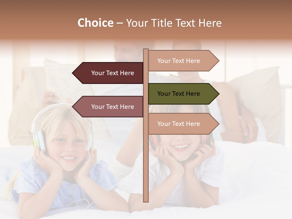 A Couple Of Kids Laying On Top Of A Bed PowerPoint Template