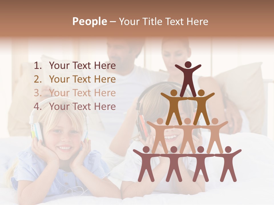 A Couple Of Kids Laying On Top Of A Bed PowerPoint Template