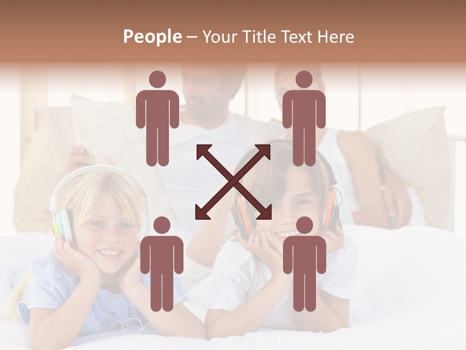 A Couple Of Kids Laying On Top Of A Bed PowerPoint Template