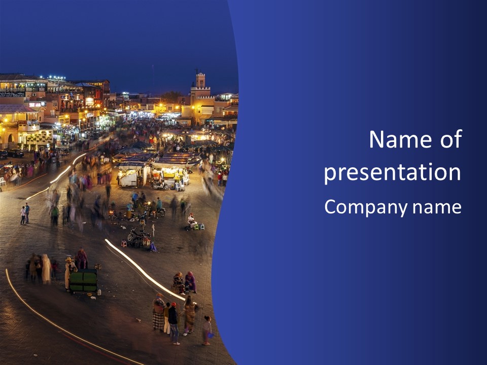 A Group Of People Walking Around A City At Night PowerPoint Template