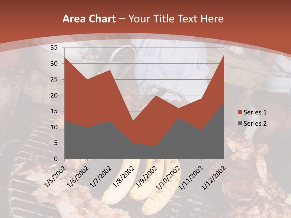 A Woman Cooking Food On A Grill With Bananas PowerPoint Template