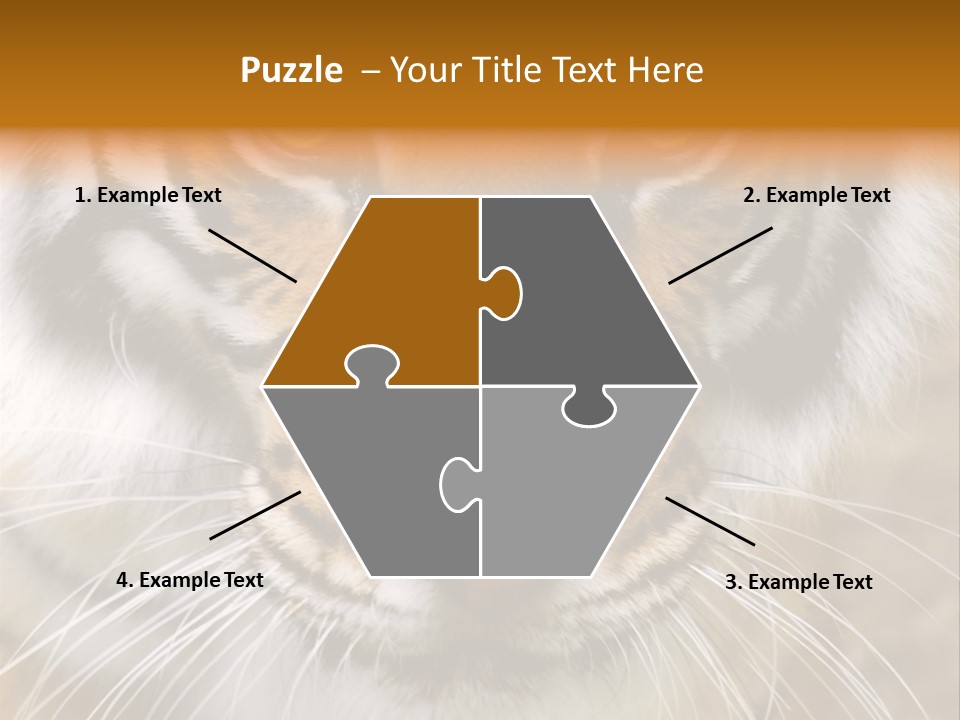 A Close Up Of A Tiger's Face With A Yellow Background PowerPoint Template