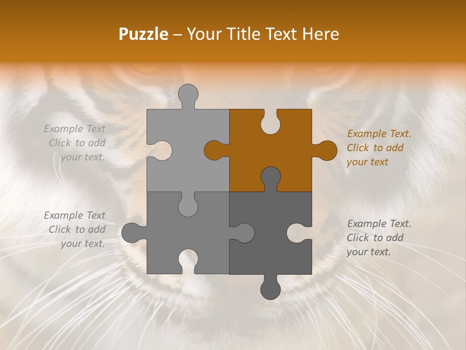 A Close Up Of A Tiger's Face With A Yellow Background PowerPoint Template