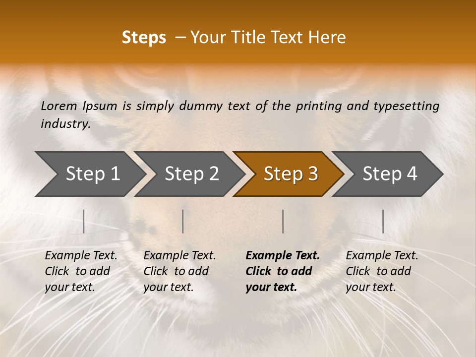 A Close Up Of A Tiger's Face With A Yellow Background PowerPoint Template