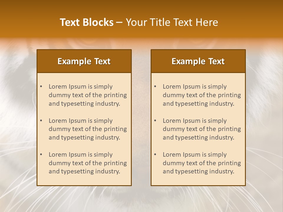 A Close Up Of A Tiger's Face With A Yellow Background PowerPoint Template