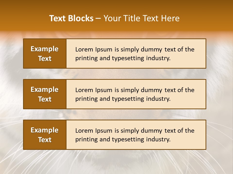 A Close Up Of A Tiger's Face With A Yellow Background PowerPoint Template