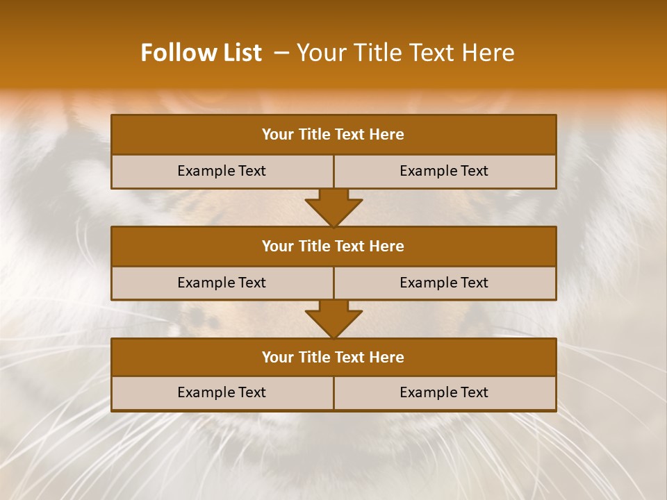 A Close Up Of A Tiger's Face With A Yellow Background PowerPoint Template