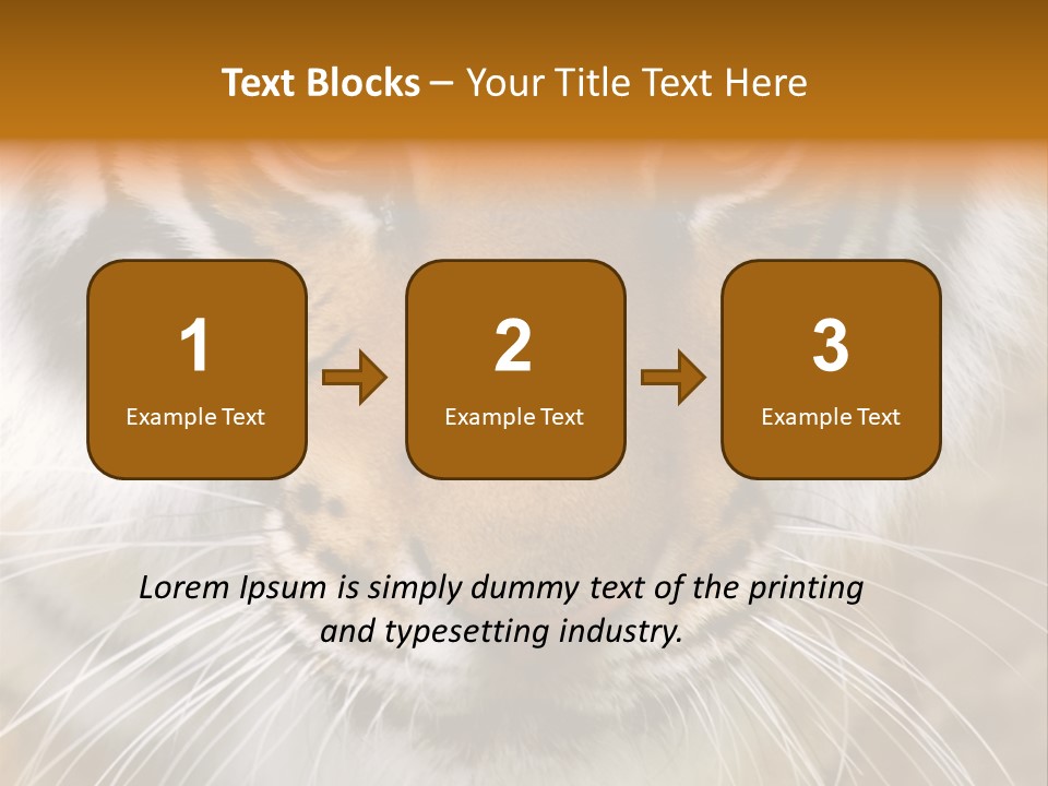 A Close Up Of A Tiger's Face With A Yellow Background PowerPoint Template