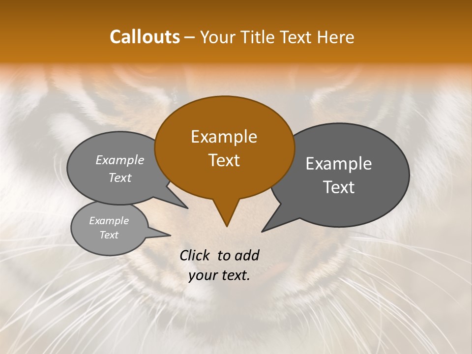A Close Up Of A Tiger's Face With A Yellow Background PowerPoint Template