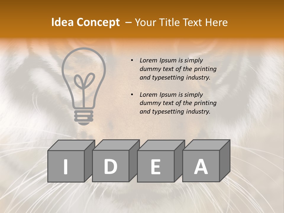 A Close Up Of A Tiger's Face With A Yellow Background PowerPoint Template
