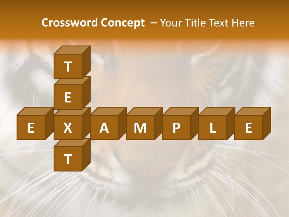 A Close Up Of A Tiger's Face With A Yellow Background PowerPoint Template