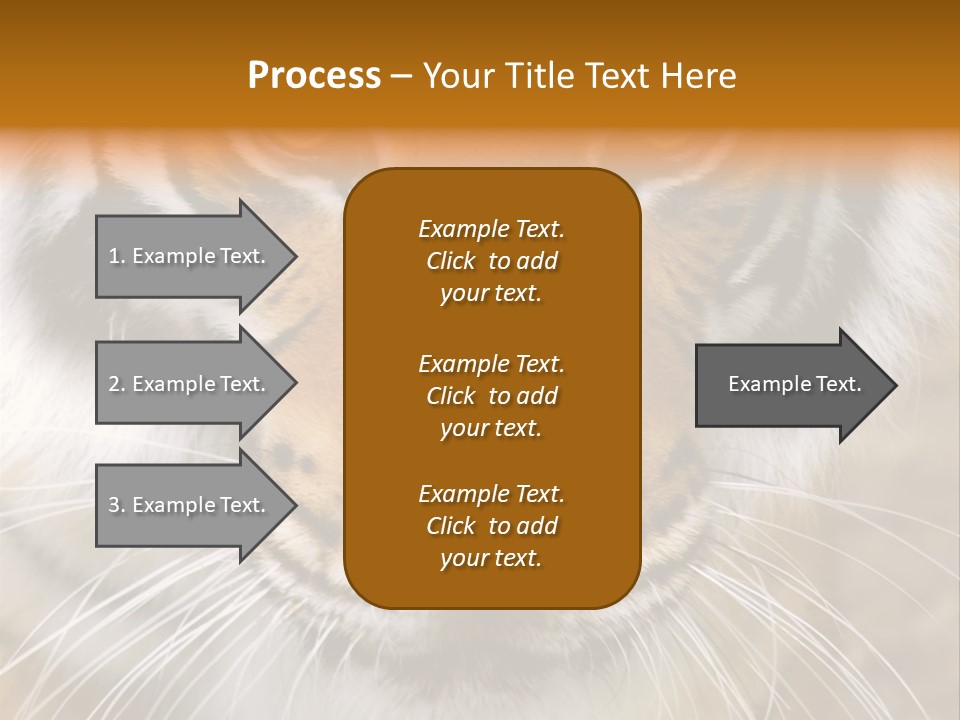 A Close Up Of A Tiger's Face With A Yellow Background PowerPoint Template