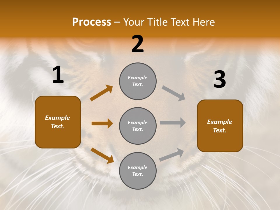 A Close Up Of A Tiger's Face With A Yellow Background PowerPoint Template