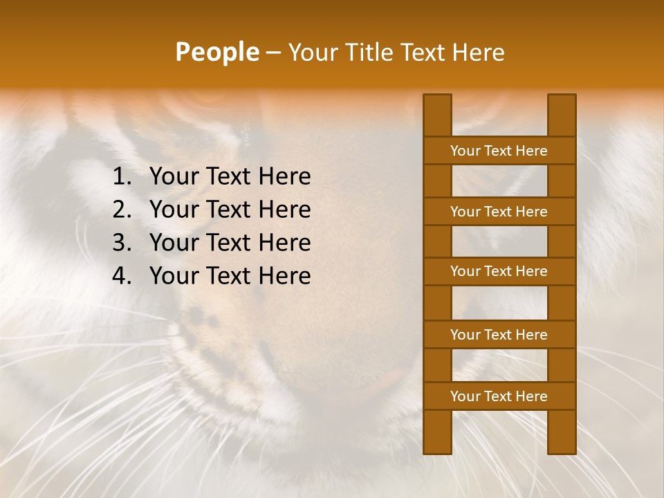 A Close Up Of A Tiger's Face With A Yellow Background PowerPoint Template
