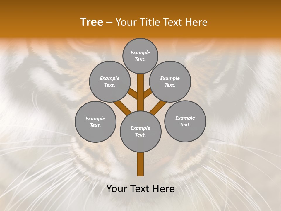 A Close Up Of A Tiger's Face With A Yellow Background PowerPoint Template