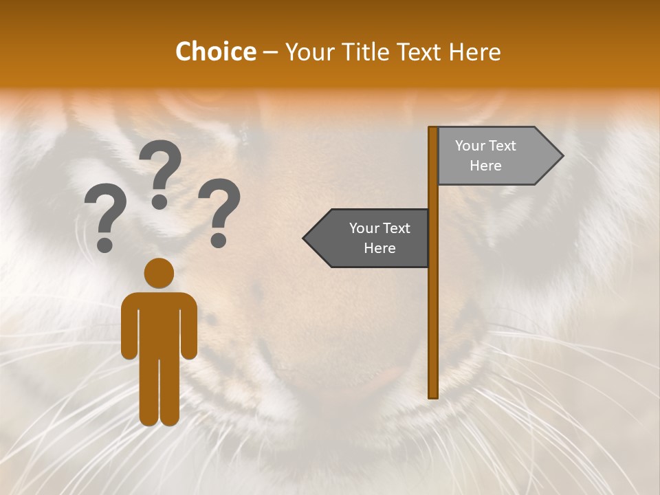 A Close Up Of A Tiger's Face With A Yellow Background PowerPoint Template