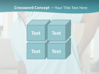 A Man Sitting On A Couch With His Back To The Wall PowerPoint Template